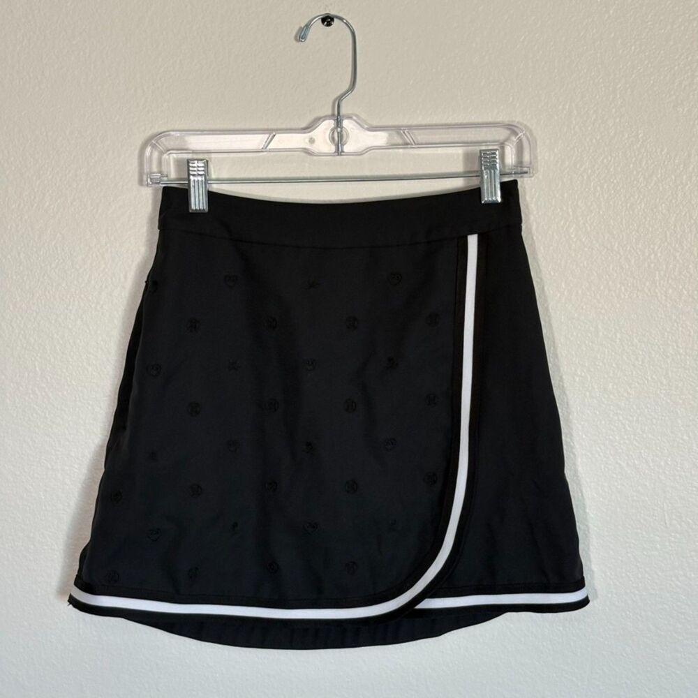 G/Fore Skull Heart Embroidered Carrington Skort 0 Onyx Womens Golf GFore NWT